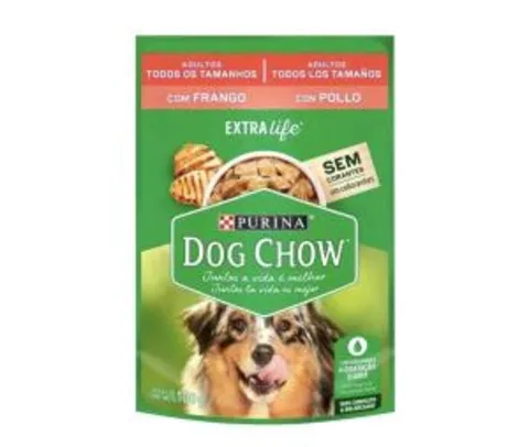 [Cliente Ouro + 40%OFF em 2Unidades] Ração Úmida para Cachorro Adulto Sachê - Dog Chow ExtraLife Frango 100g R$0,92