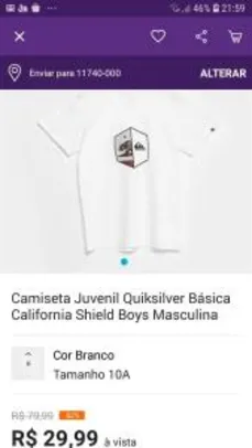 Camiseta Quiksilver juvenil | R$24