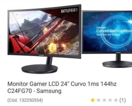 Monitor Gamer LCD 24" Curvo 1ms 144hz C24FG70 - Samsung - R$1350