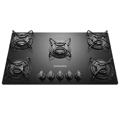 (30% de volta na Ame) Cooktop à Gás Continental KC5GP 5 Bocas e Mesa em Vidro Temperado - Bivolt