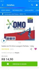 Sabão em pó omo 1,6kg lavagem perfeita