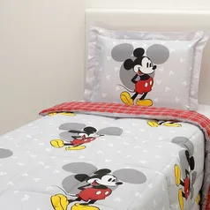 [AME SC 12] Edredom Dupla Face Solteiro Mickey 2 Peças - Casa e Conforto + Disney