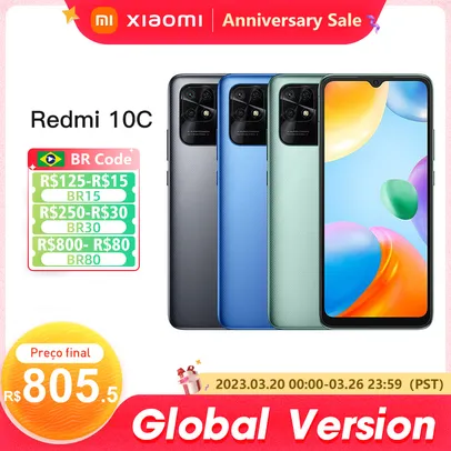 Smartphone Xiaomi Redmi 10C, Versão Global, Snapdragon 680