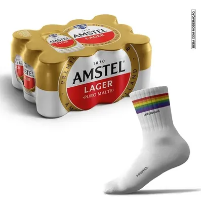 Pack Pride Amstel | 12 latas + meia exclusiva | R$33