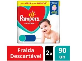 Kit Fralda pampers M supersec 180 unid (R$0,52 a tira) | R$95