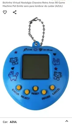 Bichinho Virtual Nostalgia Chaveiro Retro Anos 90 Game Machine Pet Emite sons para lembrar de cuidar (AZUL) 