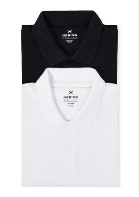 Kit Com 2 Camisas Polo Básicas Masculinas - Preto E Branco