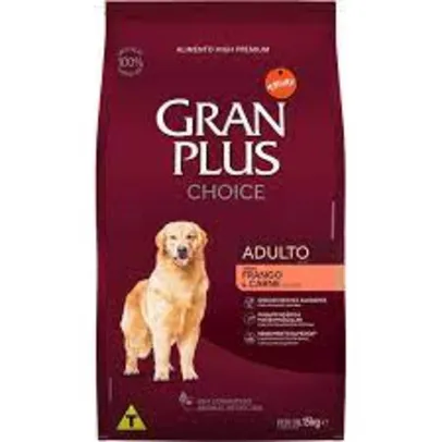 [APP / Cliente Ouro] Ração Gran Plus Choice Cães Adultos Frango Carne 15kg