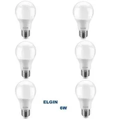 Kit com 6 Lâmpadas LED BULBO 6W ELGIN A55