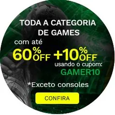 10% OFF em toda a categoria de games da Saraiva