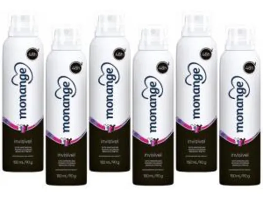 Desodorante Aerosol Antitranspirante - Monange Invisível 150ml 6 Unidades | R$30