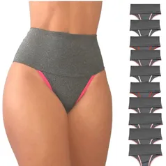 [ PRIME ] Kit 10 Calcinha Modeladora Fitness Cós Alto Compressão Para Barriga Forro 100% Algodão - VIÉRE