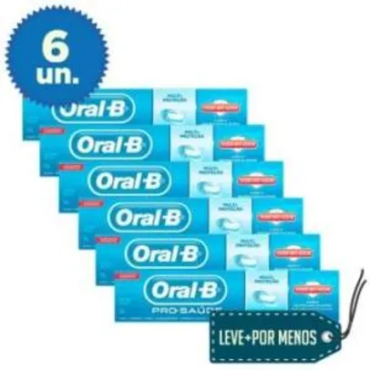 [Clube do Ricardo] 6 Cremes Dentais Oral-B Pró-Saúde com Escudo Anti-Açúcar - R$10