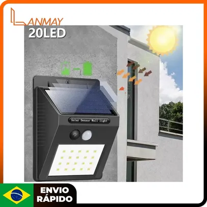 (Moedas/App/doBrasil) Luminária Solar Luz Led Com Sensor De Presença Automático