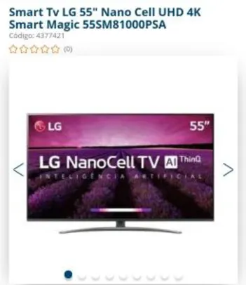 Saindo por R$ 2616: Smart TV LED 55" UHD 4K LG 55SM8100PSA NanoCell | Pelando
