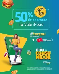 Terçou PREMMIA com 50% Off no vale iFood 