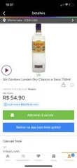 [app] Gin Gordons London Dry Clássico e Seco 750ml | R$55