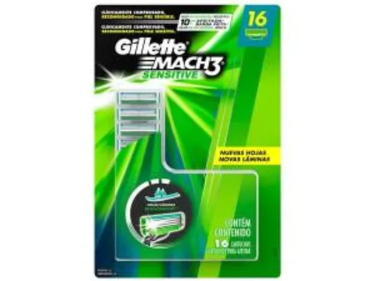 Carga para Aparelho de Barbear Gillette - Mach3 Sensitive 16 Cargas | R$73