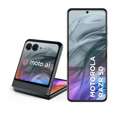 Smartphone Motorola Razr 50 5G 512GB 24GB Ram Boost Tela dobrável 6,9 pOLED e externa 3,6” Moto AI camera IPX8 - Grey - Vegan Suede