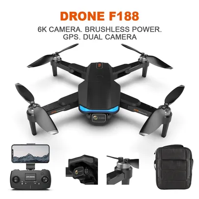 Drone F188 GPS 5G WiFi FPV 1080P Brushless Foldable | R$503