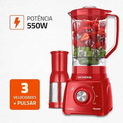 Liquidificador Mondial L99-FR TURBO POWER Vermelho com 3 Velocidades - 500W