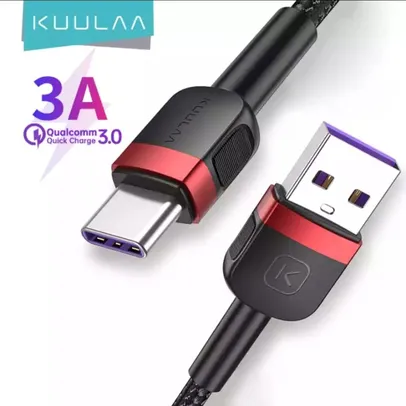 Cabo USB Tipo C 3A Kuulaa 1 metro | R$ 4,36