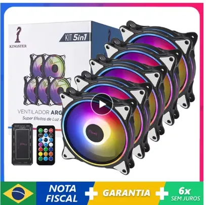 [Do Brasil] Kit 5/3 colorido 120 mm RGB PC gabinete KINGSTER 