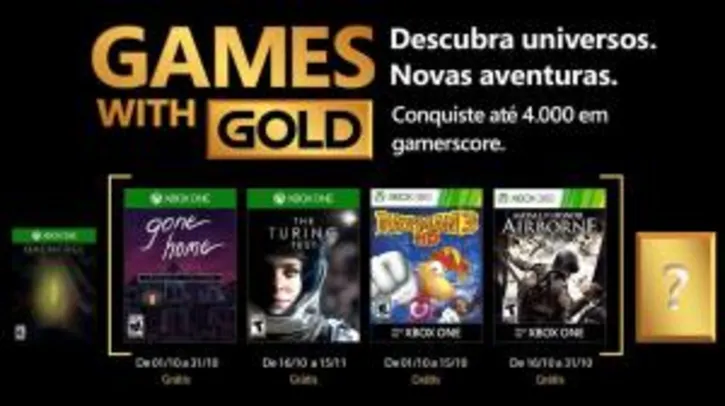 [Grátis] Xbox Games with Gold - Outubro - Gone Home, The Turing Test, Rayman 3, Medal of Honor Airborne