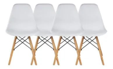 Kit 4 Cadeiras Charles Eames Eiffel Base Madeira Begônia | R$389