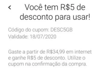 Vivo Easy | R$5 OFF em compras a partir de R$35