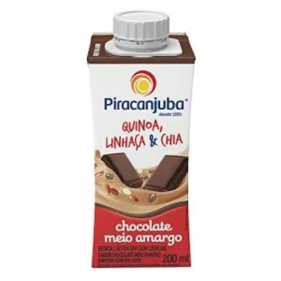 [5 uni.] Bebida Láctea Quinoa Linhaça e Chia - Chocolate Meio Amargo Piracanjuba 200ml | R$9