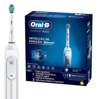 Escova Elétrica Oral-B Genius 8000 Bivolt + 2 Refis Sensi Ultrafino e CrossAction | R$490