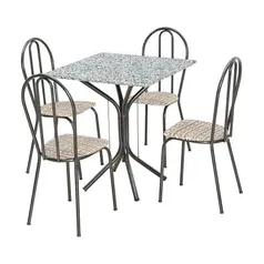 Conjunto de Mesa Thais com 4 Cadeiras Craqueado Preto Rattan