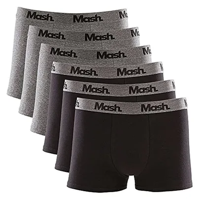 Kit 6 Cuecas Boxer Cot El Bord, Mash, Masculino, Preto/Preto/Preto/Cinza Escuro/Cinza Escuro/Cinza Escuro, M