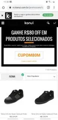 R$ 80 OFF em calçados masculinos selecionados