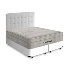 Box + Cabeceira Cassis e Colchão Queen- Ortobom- AirTech SpringPocket- 158x198x65cm Branco