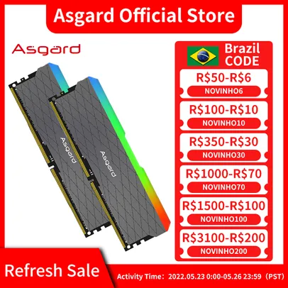 Memória Ram asgard RGB ddr4 8gbx2  3200mhz PC4 25600 1.