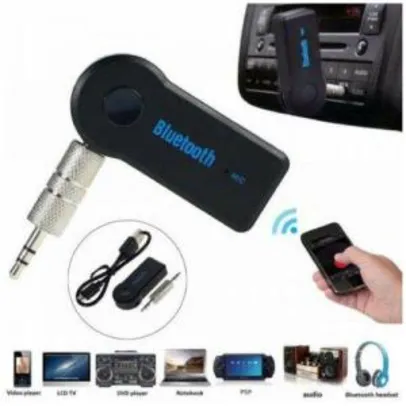 Adaptador Bluetooth P2 Auxiliar Musicas, Viva Voz, Com Bateria e Microfone Embutido R$14