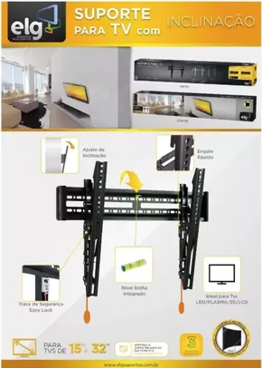 Suporte de Parede ELG A03V4 Smart c/ Tilt TV's LCD/LED/Plasma de 32 a 55"