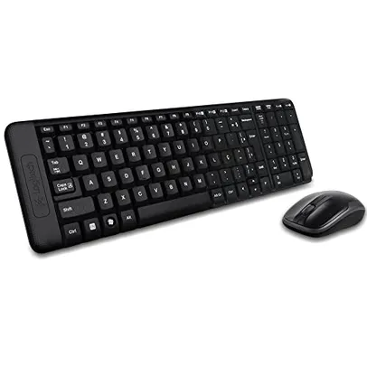 [Missão R$87] Combo Teclado e Mouse sem fio Logitech MK220 com Design Compacto, Conexão USB, Pilhas Inclusas e Layout ABNT2 Preto