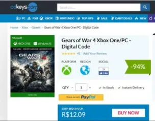 Gears of War 4 Xbox One/PC - Digital Code