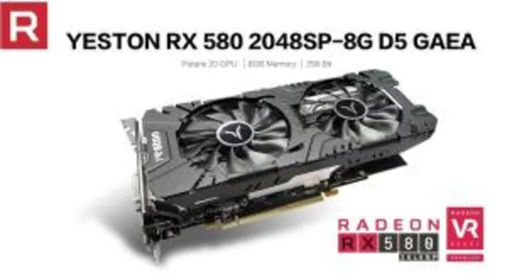 Yeston RX Radeon placa de vídeo, gpu 580 8 gb 256bit gddr5,| R$986