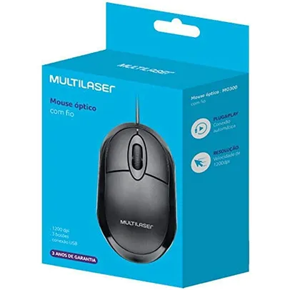 Mouse Classic Box Óptico Full Black USB - MO300 | R$10