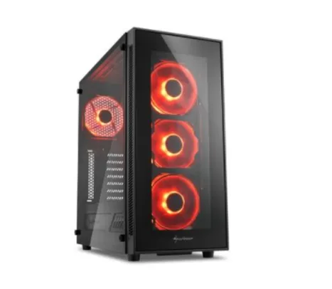 Gabinete Sharkoon TG5 Red Vidro Temperado 4mm Led Fan 12cm ATX