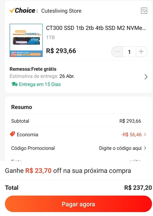 Imagem na descrição da promoção