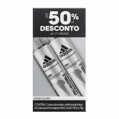 Kit Desodorante Aerossol Adidas Invisible Masculino 2x150ml (R$ 4,50 por unidade)