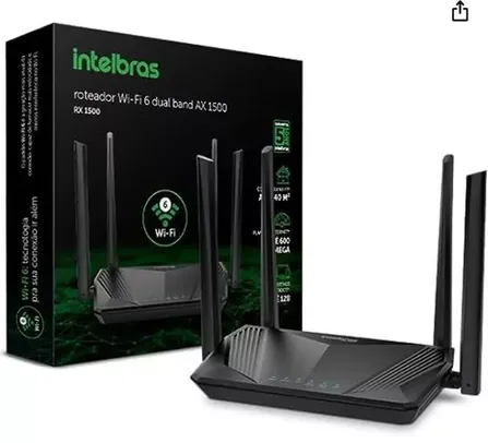 Roteador Wi-Fi 6 Dual Band RX 1500 Preto Intelbras 