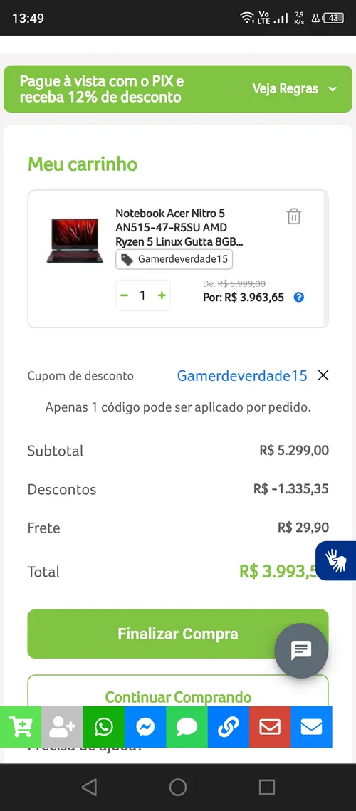 Imagem na descrição da promoção