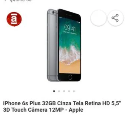 Saindo por R$ 1247,9: iPhone 6s Plus 32GB Cinza Tela Retina HD 5,5" 3D Touch Câmera 12MP - Apple | Pelando