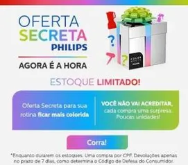 Promoção caixa surpresa Philips R$120